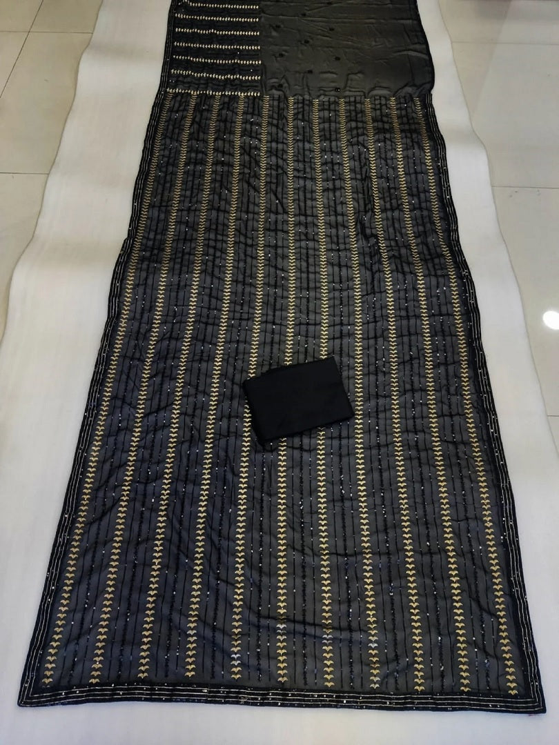 Black Color Georgette With Sequence Work Saree image 2