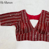 Faux Georgette With Zari Sequence Work Ready made Blouse 14-RK1 image 1