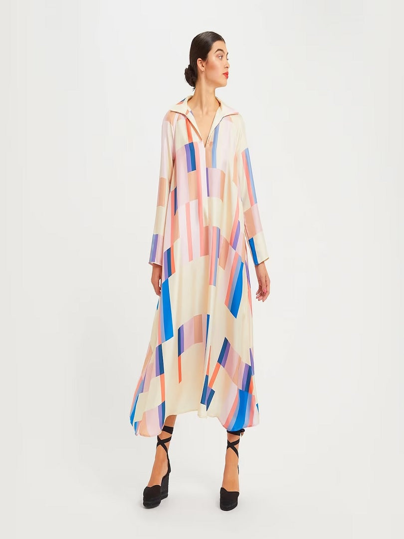 Fashion Wear Block Printed Party Wear French Crepe Kaftan Top J5713 image 3