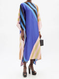 Striped Printed Lounge Wear Soft Satin Silk Kaftan J5651 image 1