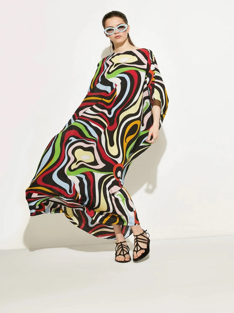 Casual Wear Silk Crepe Abstract Printed Free Size Kaftan J5699 image 1