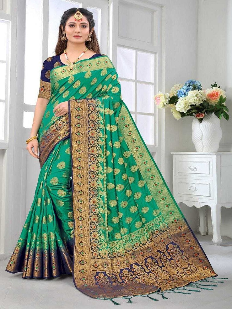 Soft Banarsi Silk Pure Golden Jari Design Work Saree image 3