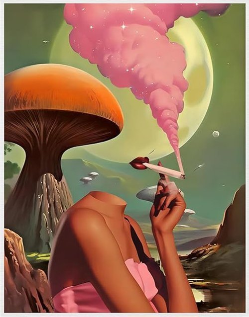 70s Vintage Surreal Wall Art Egoless Trendy Abstract Aesthetic Retro Mushroom Moon Woman Poster Prints for Living Room Bedroom Bathroom 12x16in Unframed Paperback bookcover – AVRBOOKS