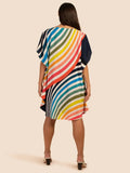 Rainbow Stripes Short Silk Crepe Kaftan J5675 image 2