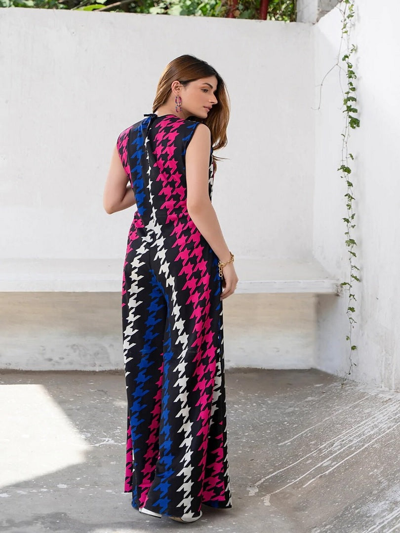 Party Wear Printed Korean Jumpsuit With Pockets J5715 image 2