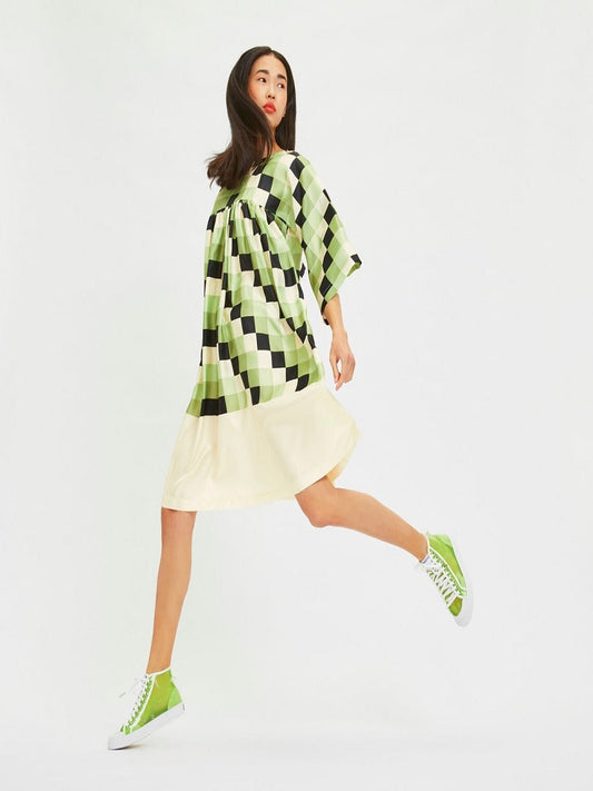 Checked Printed Women Short Maxi Top Party Wear Dress J5756 image 1