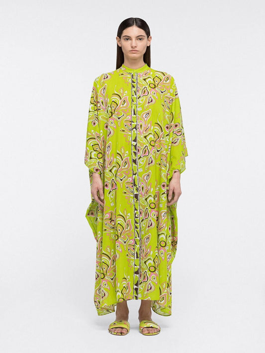 Front Open Button Style Printed French Moss Long / Short Sleeves Top Dress J5685 image 1