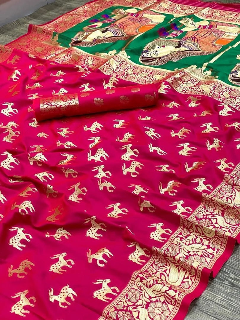 Banarasi Silk Pure Zari Golden Weaving Rich Pallu Saree image 4