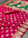 Banarasi Silk Pure Zari Golden Weaving Rich Pallu Saree image 4
