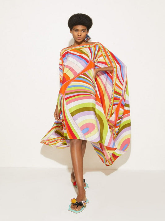 Korean BSY Circular Printed Short Kaftan Top J5720 image 1