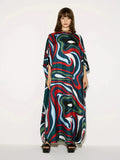 Women's Silk Crepe Kaftan Long Printed Caftan Dress J5721 image 1