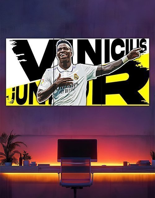 Vinicius Jr Split Poster – 300 GSM Matte Finish Wall Art for Football Fans Paperback bookcover – AVRBOOKS