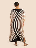 Women Casual Wear Circular Curve Printed Soft Satin Silk Kaftan J5636 image 2