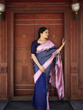 Navy Blue Color Soft Banarasi Silk Saree image 2