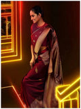 Kanchipuram Silk Saree Jacquard Border Sari Unstitched Blouse image 1