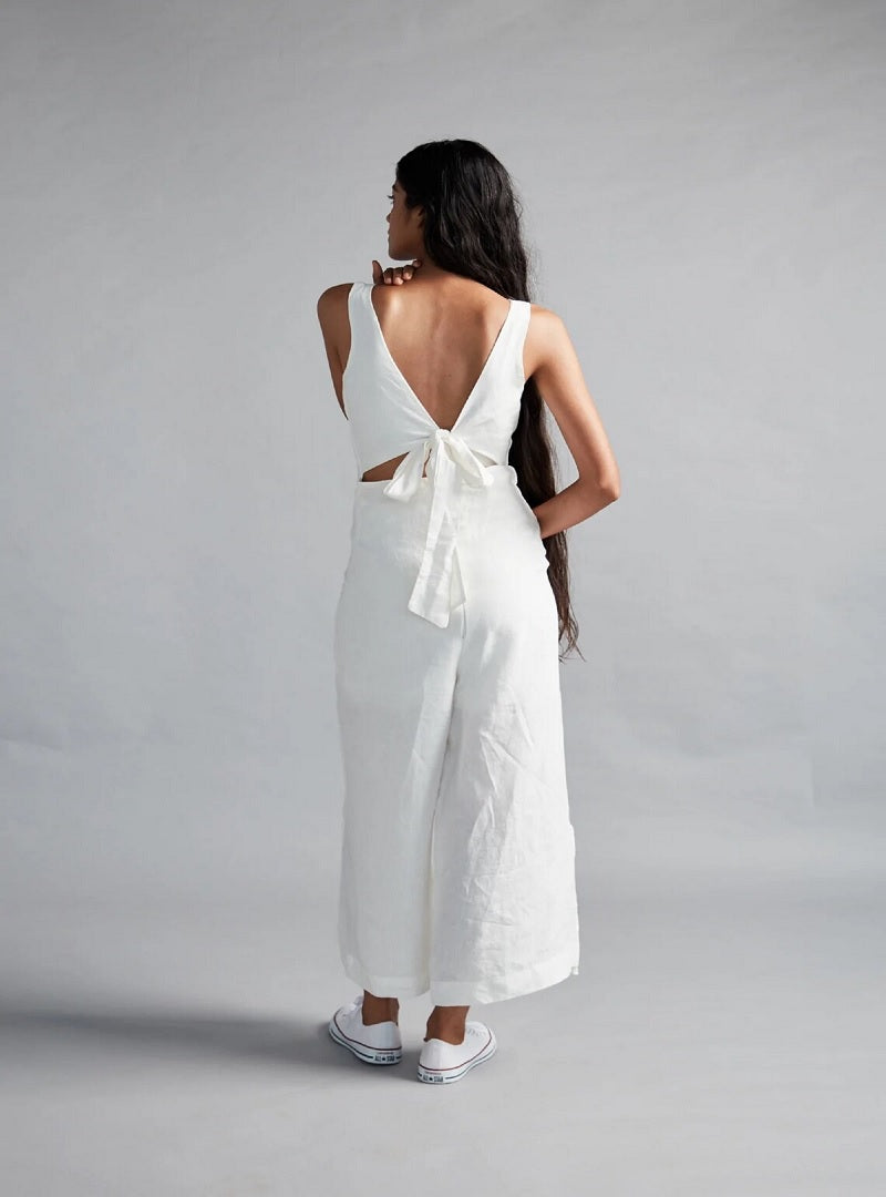 White Linen Jumpsuit image 2
