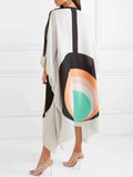 Evil Eye Abstract Print Silk Crepe Kaftan Dress J5577 image 2