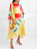 Women Digital Printed Daily Wear Striped Pattern Satin Silk Kaftan J5582 image 4