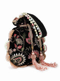 Black, Pink & Multi Velvet Floral Embroidered Potli bag image 2