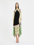 Lounge Wear Calf Length Boat Neck Style Women's Soft Silk Printed Kaftan J5601 image 1