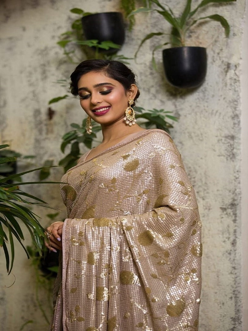 Stylist Georgette Sequence Work Saree Function Wear Saree image 3