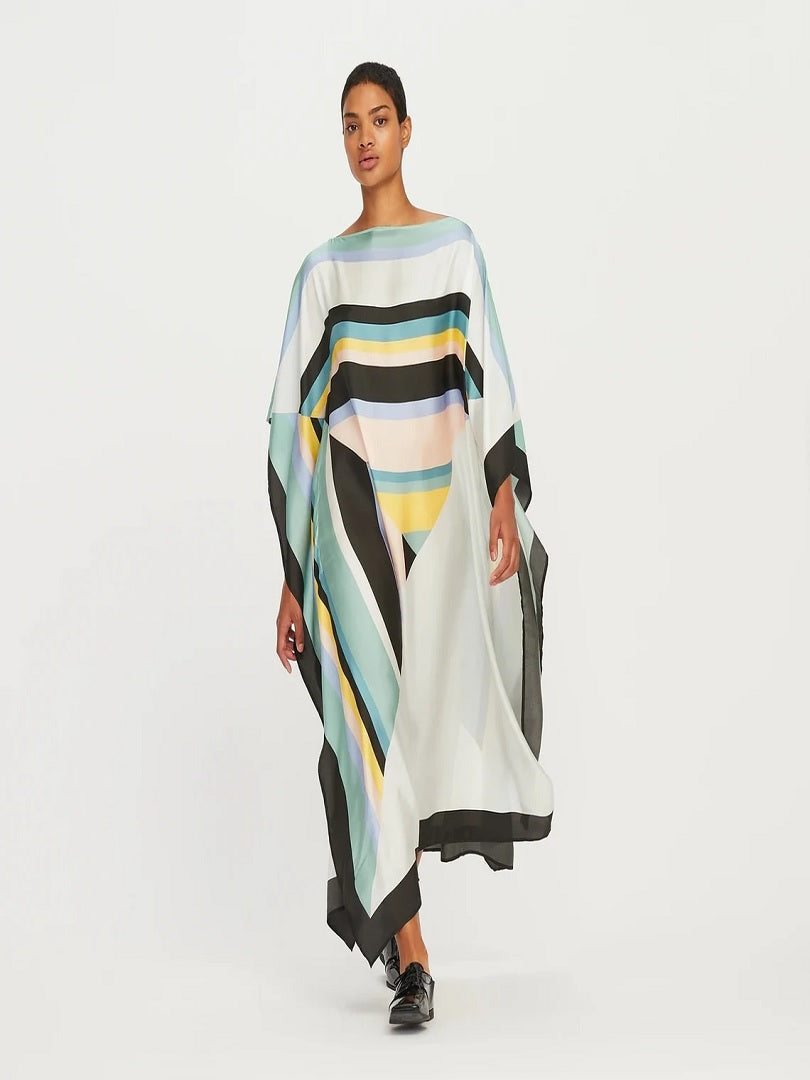 Women's Casual Wear Striped Printed Soft Silk Crepe Kaftan J5603 image 1