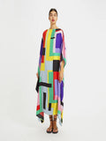 Multi Color Boat Neck Style Occasion Wear Printed Softy Silk Crepe Kaftan J5604 image 1