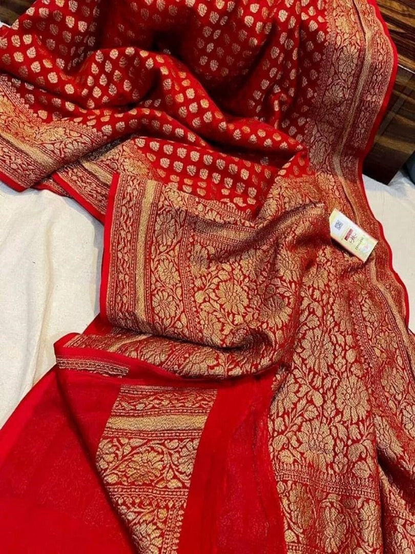 Pure Soft Khadi Georgette Silk Women Saree image 3