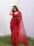 Organza Silk With Heavy Embroidery Work Saree image 4
