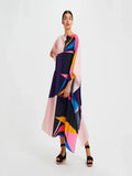 Multi Abstract Printed Silk Crepe Kaftan J5606 image 1