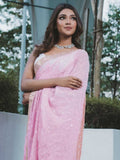 Pink Georgette Embroidery Sequence Work Saree image 2