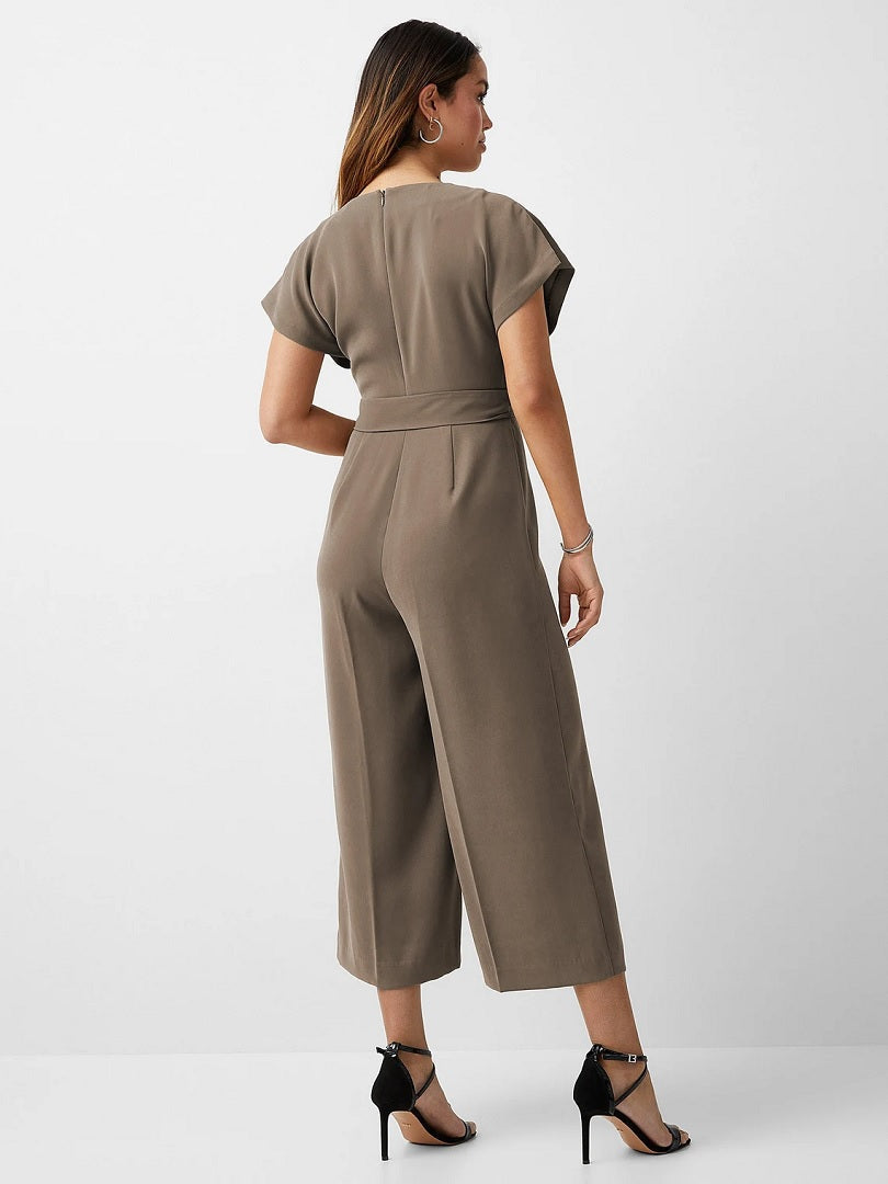Premium Soft Nida Fabric Plain Belt Style Women Jumpsuit J5766 image 2