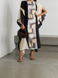 Boat Neck Style Silk Crepe Kaftan Holiday Wear J5612 image 1