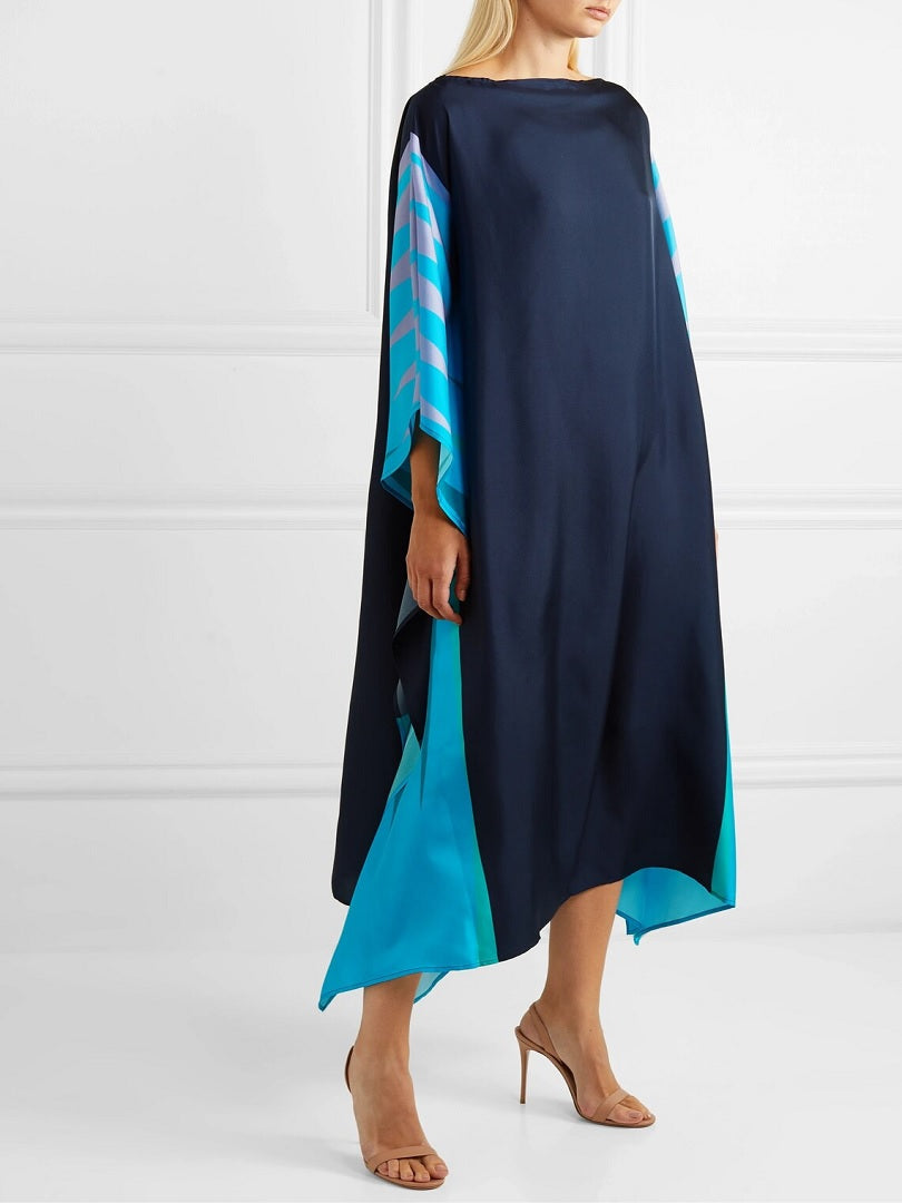 Sky Wings Silk Crepe Kaftan Dress, Boho Caftan J5613 image 4