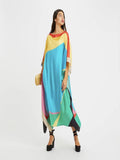 Rainbow Sky Silk Crepe Kaftan Dress Caftan Top J5616 image 1