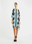 Women Short Soft Silk Crepe Kaftan Dress J5617 image 1