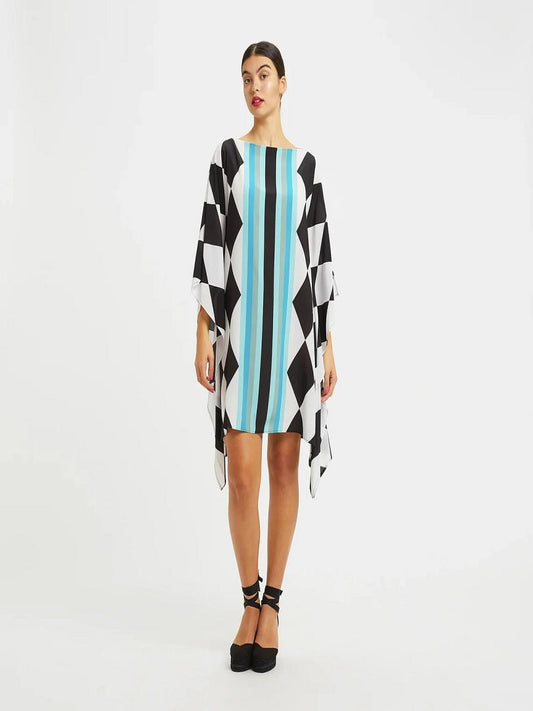 Women Short Soft Silk Crepe Kaftan Dress J5617 image 1