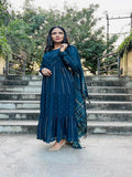 Women Georgette Stitched Gown Kurti With Attached Dupatta 13-SR2 image 3