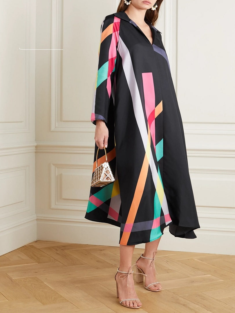 Black Fusion Soft Silk Crepe Free Size Kaftan J5619 image 1
