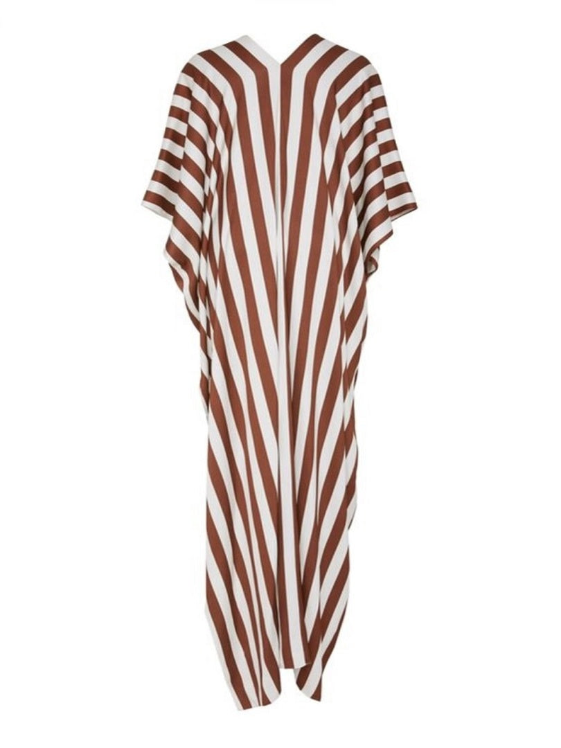 Stripes Soft Satin Silk Kaftan Dress J5624 image 3