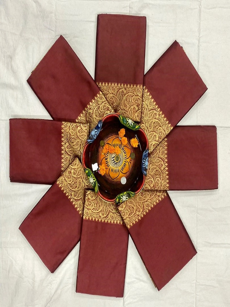 Wine Soft Lichi Silk Jacquard Border Saree KP image 2
