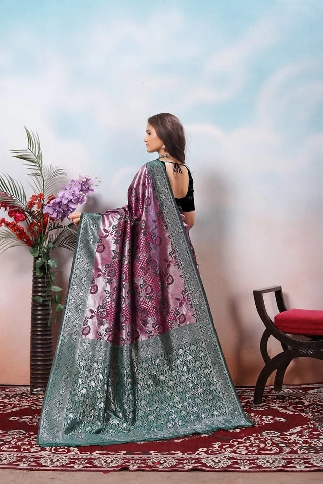 Kanjiwaram Silk With Rich Pallu Traditional Wear Sari With Blouse 11-VF image 22