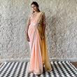 Peach Faux Georgette Embroidery Sequence Work Saree With Blouse image 1
