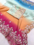 Georgette Multi Color Classic Saree image 3