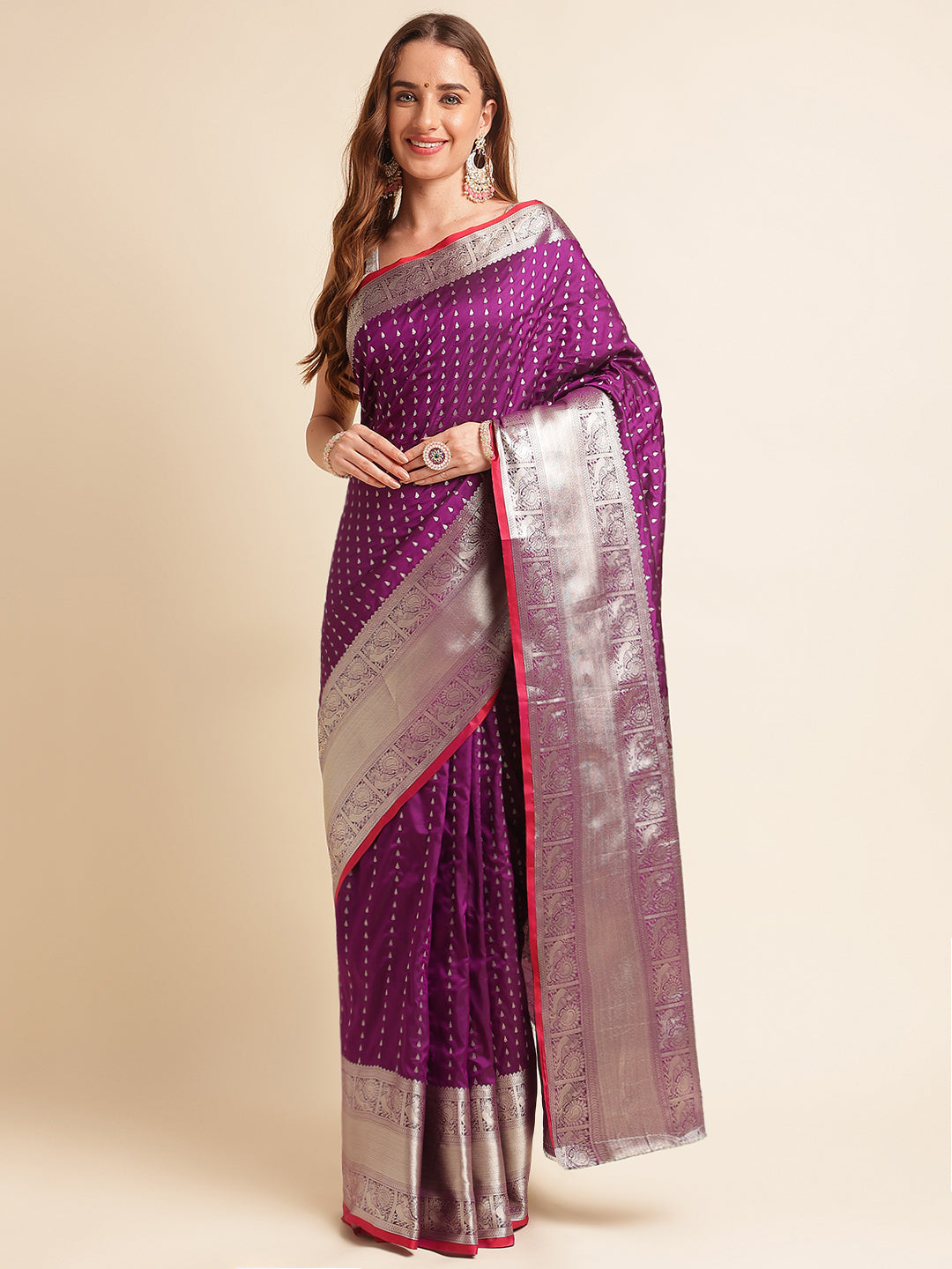 Banarasi Silk Saree With Unstitched Blouse image 1