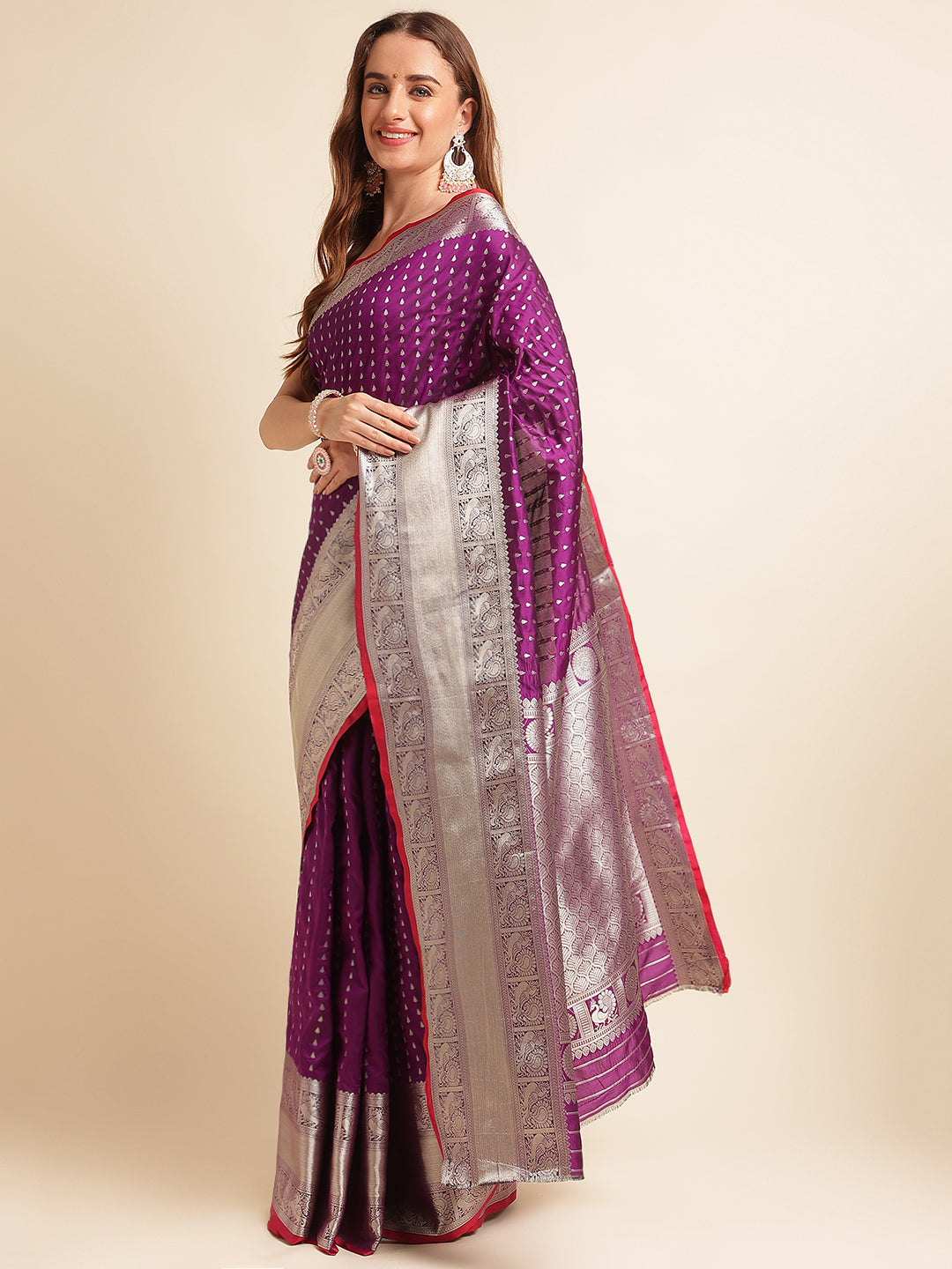 Banarasi Silk Saree With Unstitched Blouse image 2