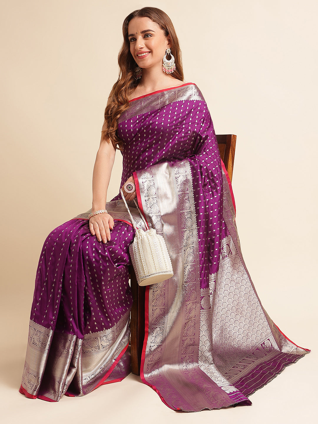Banarasi Silk Saree With Unstitched Blouse image 4