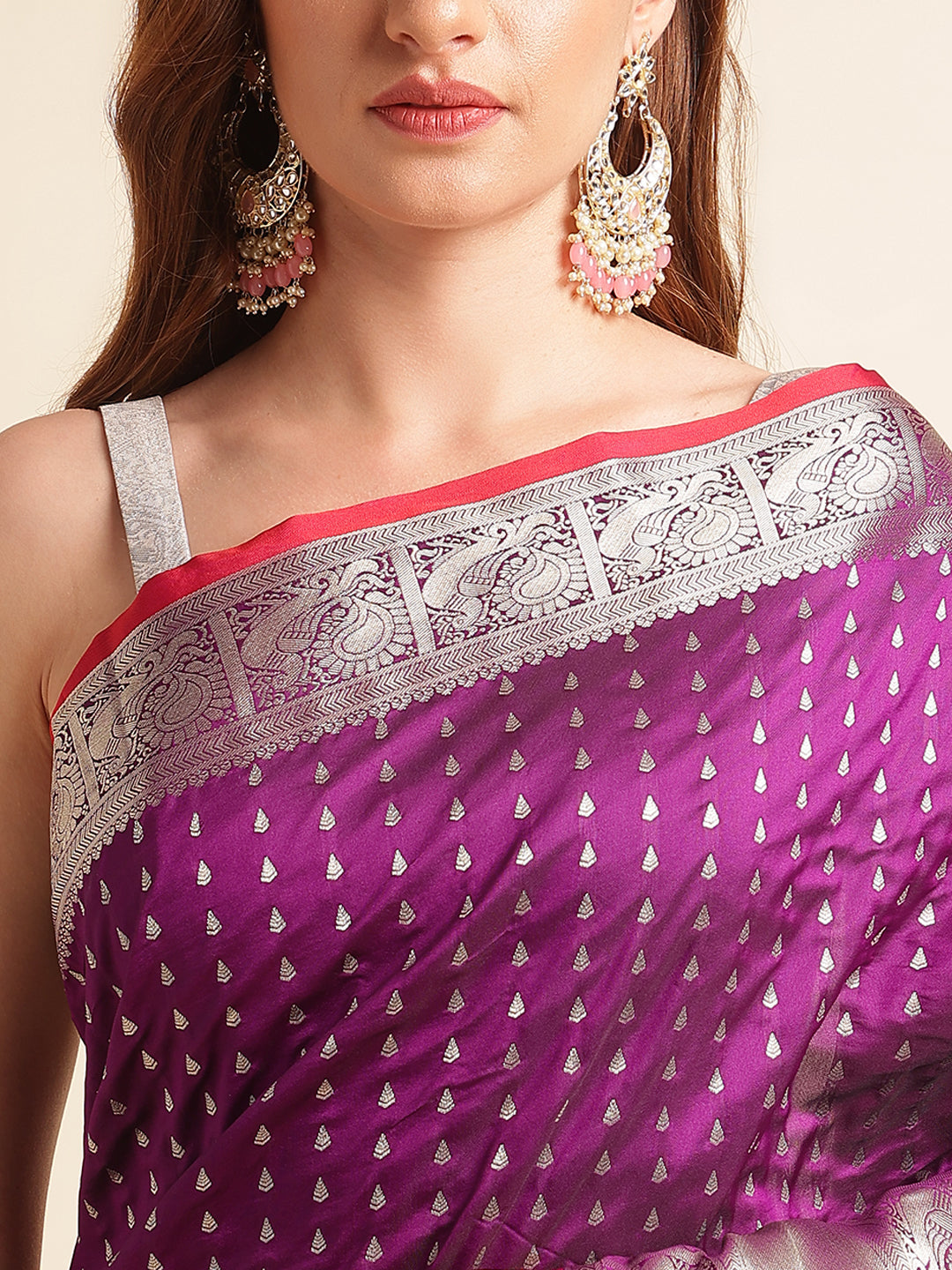 Banarasi Silk Saree With Unstitched Blouse image 6