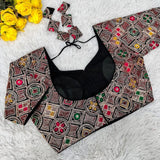 Pure Georgete Heavy Coading Work Blouse Designer Saree Blouse image 16