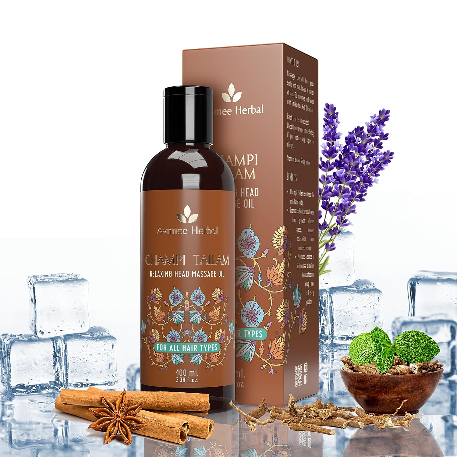 Avimee Herbal Champi Tailam Herbal Cool Oil Relieves Headache, Fatigue, Sleeplessness and Tension 100 ml image 1